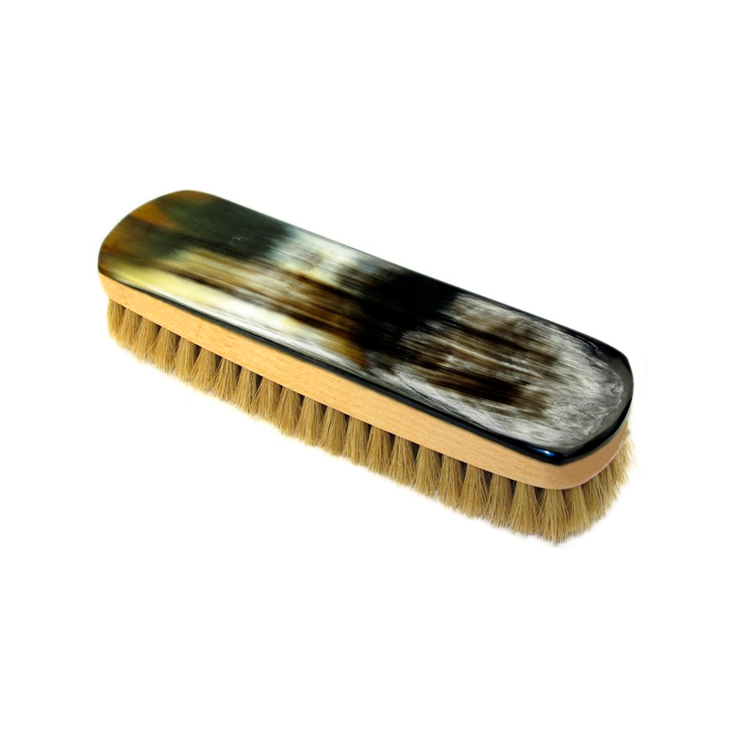 Natural Horn & Wood Shoe Brush – Light Bristles Large Rectangular Design | Natura Nobilis Collection