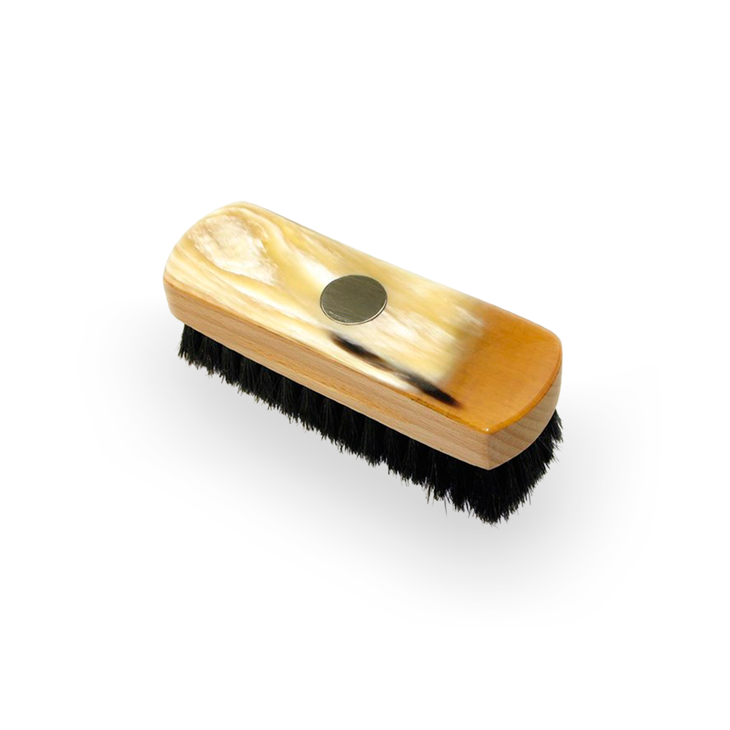Signature Small Shoe Brush – Horn Backed with Silver | Natura Nobilis Collection