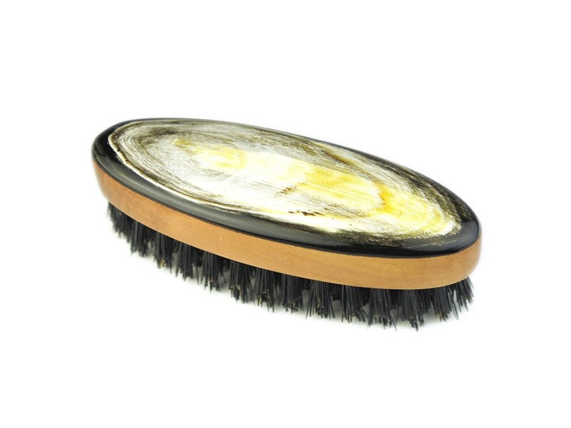 Cepillo ovalado para barba - Madera de peral y cuerno | Artículos esenciales para el cuidado personal