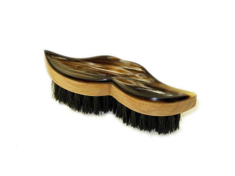 Luxury Moustache Brush - Beech Wood & Horn | Grooming Essentials