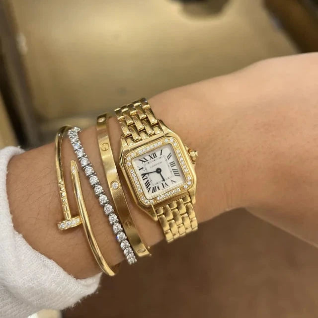 Cartier Panthère Lady | The Iconic 18K Gold Watch with Diamond Bezel - Vintage Jewelry