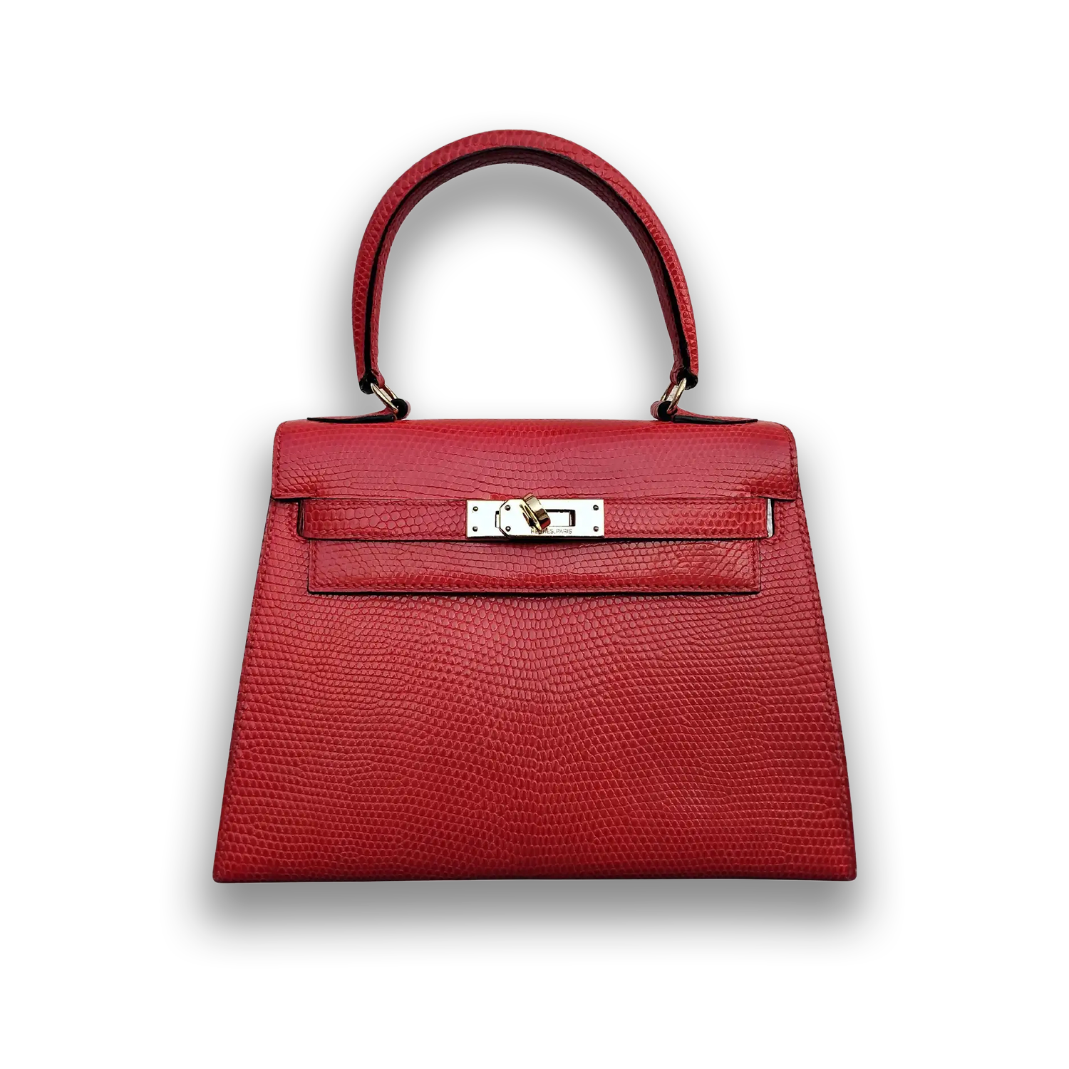 Hermès Kelly 20 Sellier | Passion Red Lizard with Gold Hardware