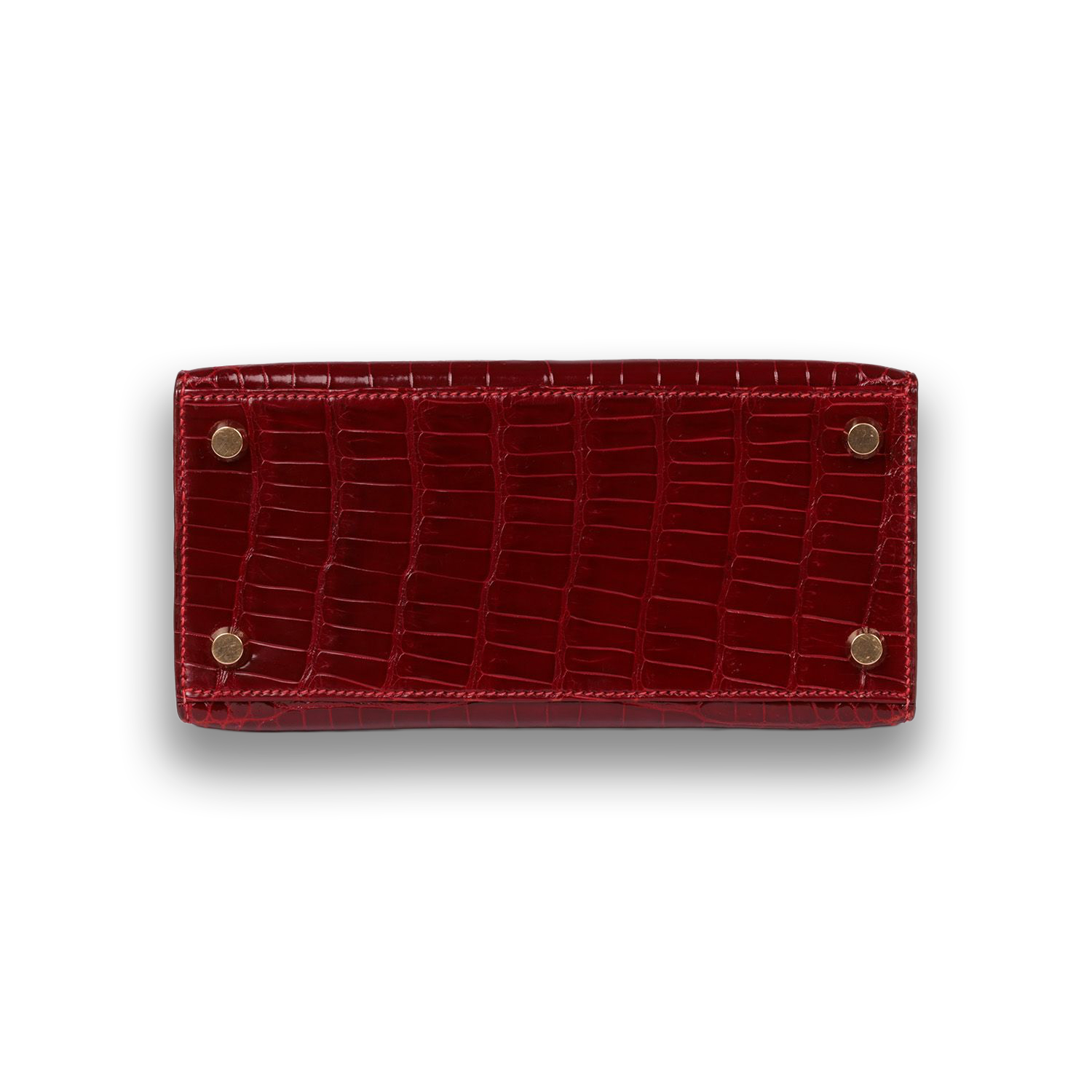 Hermès Vintage Kelly 20 in Dragon’s Blood Red & Gold | Exotic Porosus Crocodile Leather