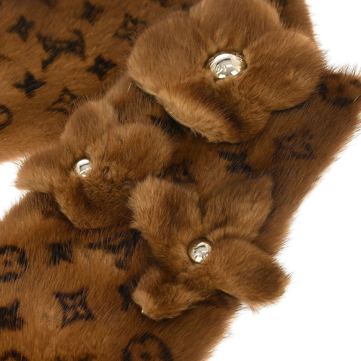 Louis Vuitton Iconic Monogram Brown Mink Fur Scarf Stole | Spring Floral Edition